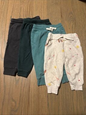 Old Navy Baby Sweat Pants Set - Black, Dark Green, Teal, Cream with Rainbow